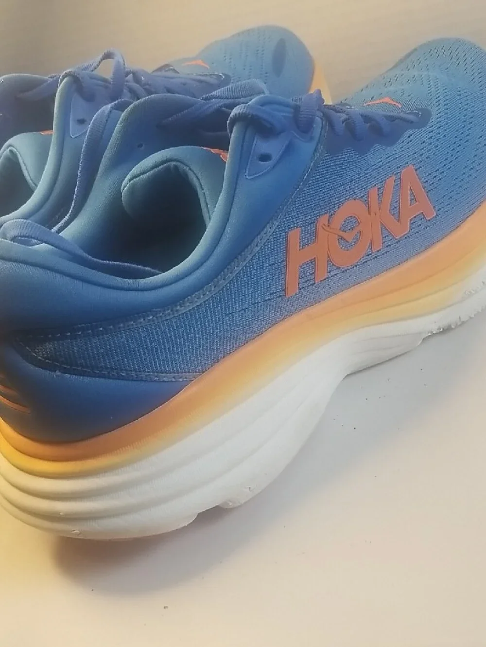 Hoka Bondi 8 men's ’s Running Shoes — Blue with Orange Accents